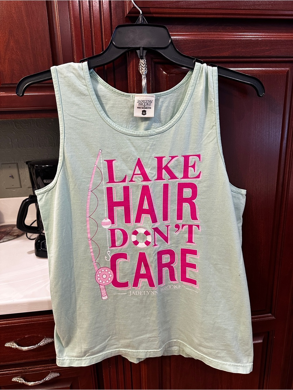 Jadelynn Brooke Mint Top medium with pink Label Graphic
